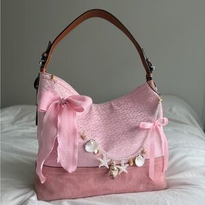 vintage Coach Baby Pink Optic Canvas  Hobo Shoulder Bag